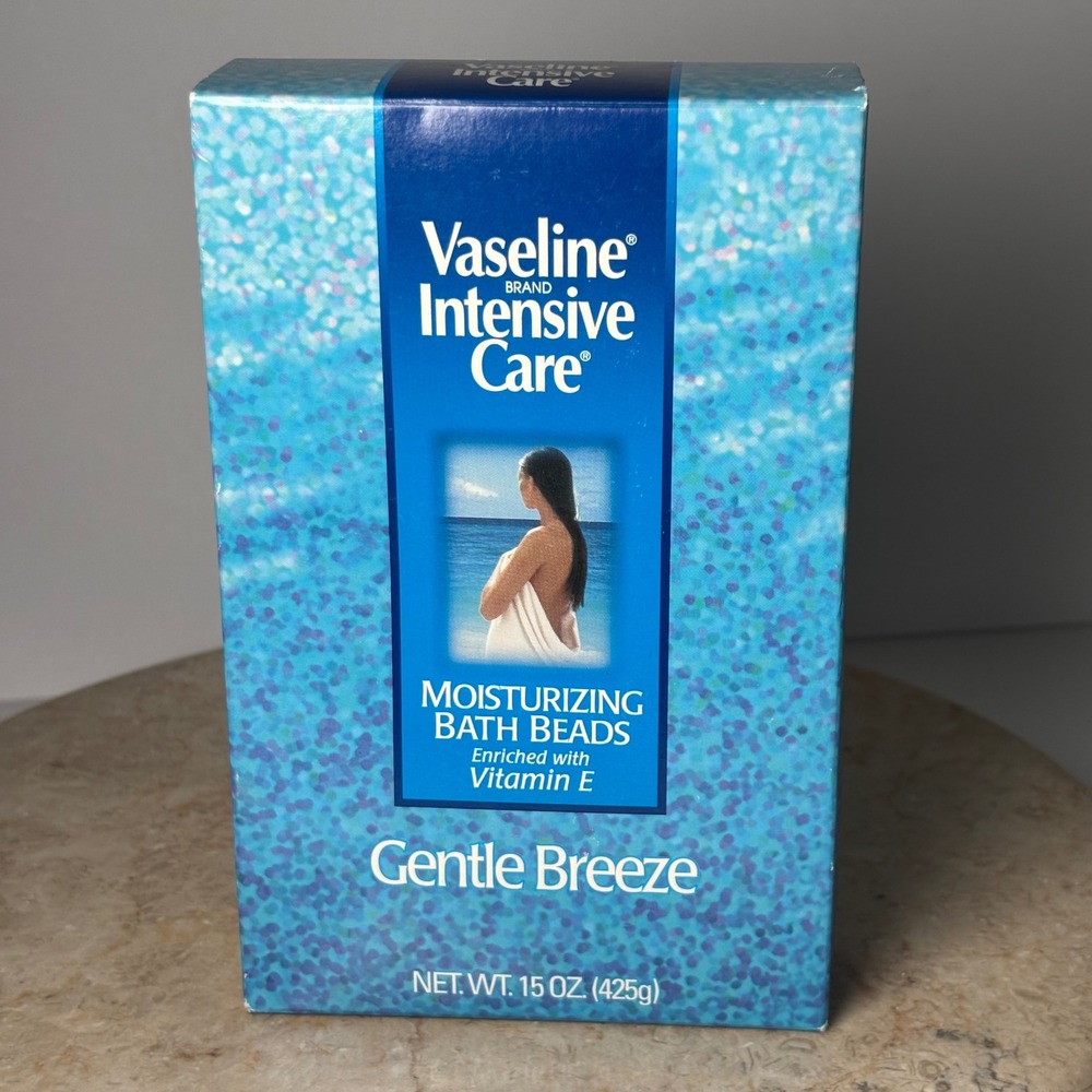 Vaseline Moisturizing Bath Beads 15oz Blue Gentle Breeze Vitamin E Vintage